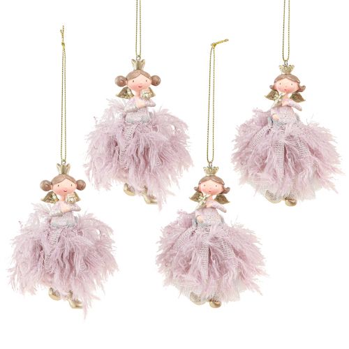 Floristik24 Decoración del árbol de Navidad ángel decoración princesa rosa 11cm 4pcs
