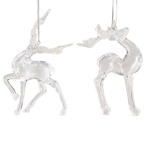 Artículo Decoración de árbol de Navidad ciervo figura decorativa acrílico 12,5/15cm 2 piezas