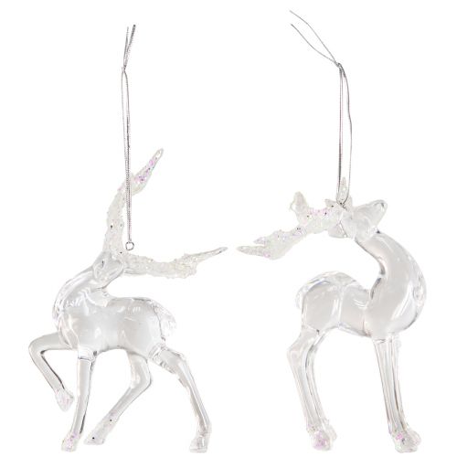 Artículo Decoración de árbol de Navidad ciervo figura decorativa acrílico 12,5/15cm 2 piezas