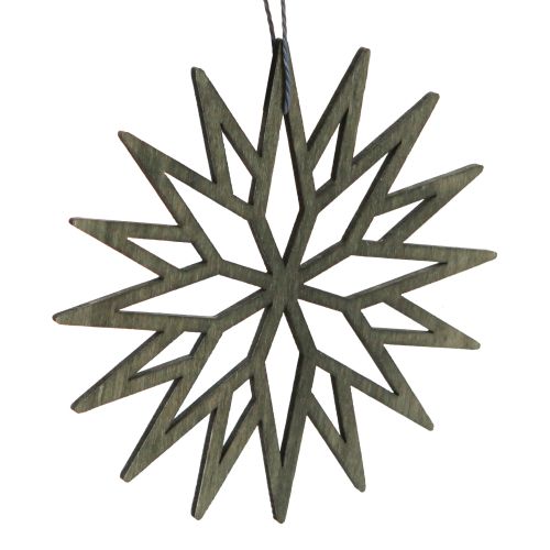 Artículo Adornos para árboles de Navidad decoración de copos de nieve de madera verde 10 cm 12 piezas