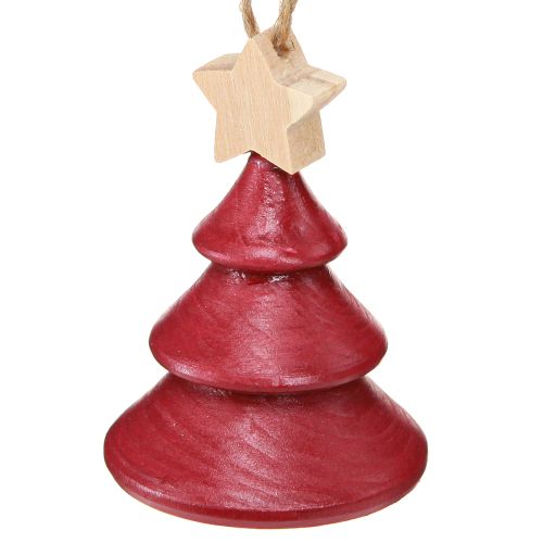 Artículo Adornos para árbol de Navidad de madera de abeto rojo y blanco de 7,5 cm, 6 piezas