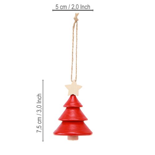 Artículo Adornos para árbol de Navidad de madera de abeto rojo y blanco de 7,5 cm, 6 piezas