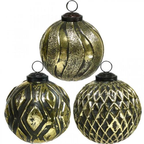 Floristik24 Bolas navideñas vintage bolas de cristal oro Ø9.5cm 6pcs