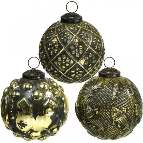Floristik24 Bolas navideñas vintage bolas de cristal oro Ø9.5cm 6pcs