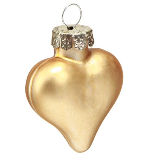 Artículo Adornos para árboles de Navidad Corazones navideños dorados 3cm 24 piezas
