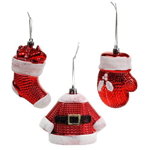 Floristik24 Decoraciones para árboles de Navidad rojo, blanco 3 piezas