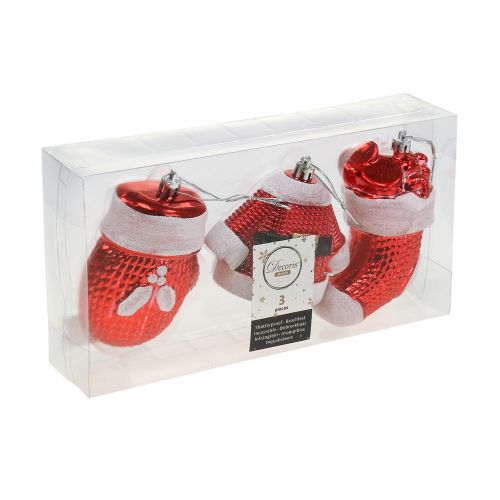 Floristik24 Decoraciones para árboles de Navidad rojo, blanco 3 piezas