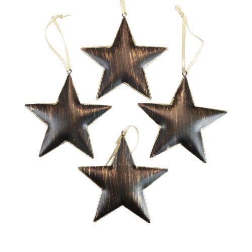 Artículo Adornos para árboles de Navidad estrella decorativa metal negro dorado Ø11cm 4ud