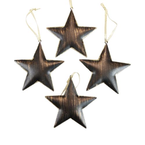 Floristik24 Adornos para árboles de Navidad estrella decorativa metal negro dorado Ø11cm 4 piezas
