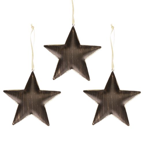 Floristik24 Decoración del árbol de Navidad decoración estrella metal negro oro Ø15cm 3 piezas