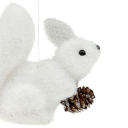 Floristik24 Arbol de navidad adornos ardilla blanco 7cm 6pcs