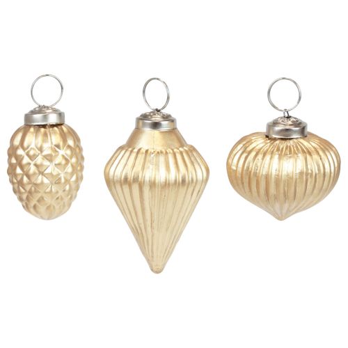 Floristik24 Adornos para árboles de Navidad decoración dorada de cristal vintage Ø4–6cm juego de 3