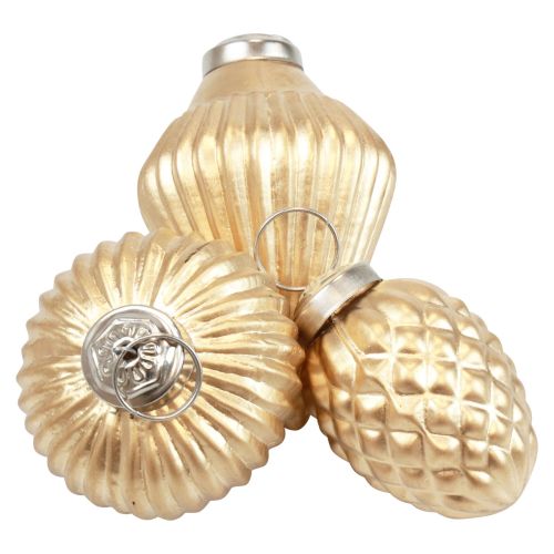 Floristik24 Adornos para árboles de Navidad decoración dorada de cristal vintage Ø4–6cm juego de 3