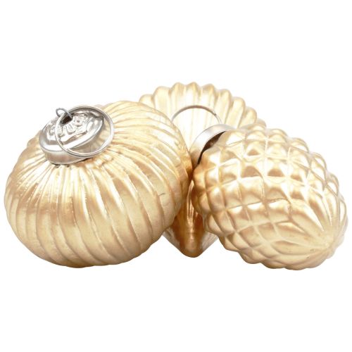 Floristik24 Adornos para árboles de Navidad decoración dorada de cristal vintage Ø4–6cm juego de 3