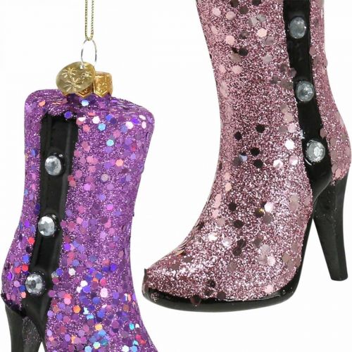 Artículo Decoraciones para árboles de navidad botas de tacón de aguja de cristal H10cm 2pcs