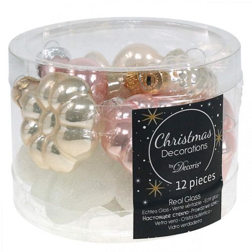 Floristik24 Adornos para árboles de Navidad de cristal Adornos para árboles de Navidad pastel 12 piezas