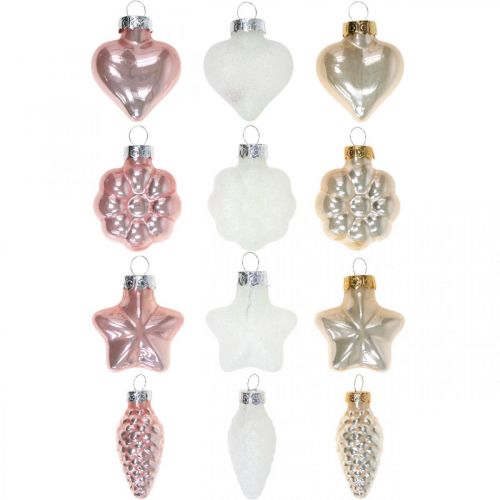 Floristik24 Adornos para árboles de Navidad de cristal Adornos para árboles de Navidad pastel 12 piezas
