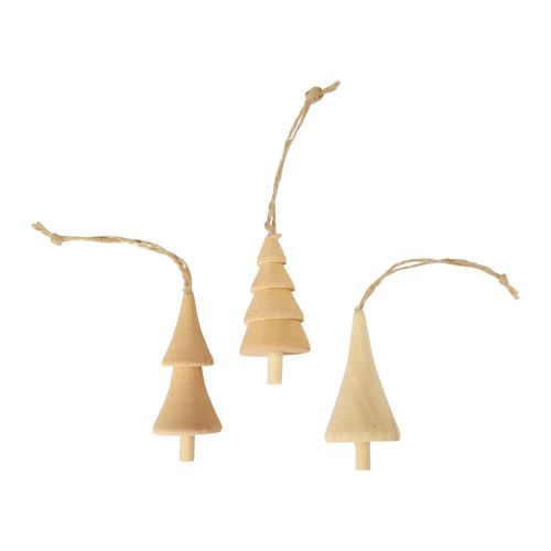 Artículo Adornos para árboles de Navidad abeto de madera, colgante de madera natural 7-8cm 12 piezas
