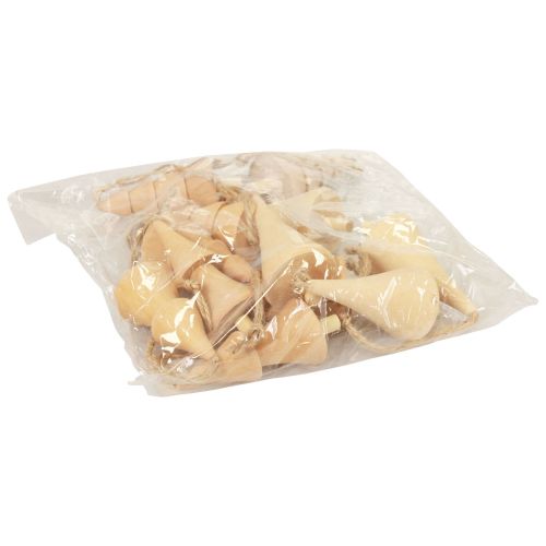 Artículo Adornos para árboles de Navidad abeto de madera, colgante de madera natural 7-8cm 12 piezas