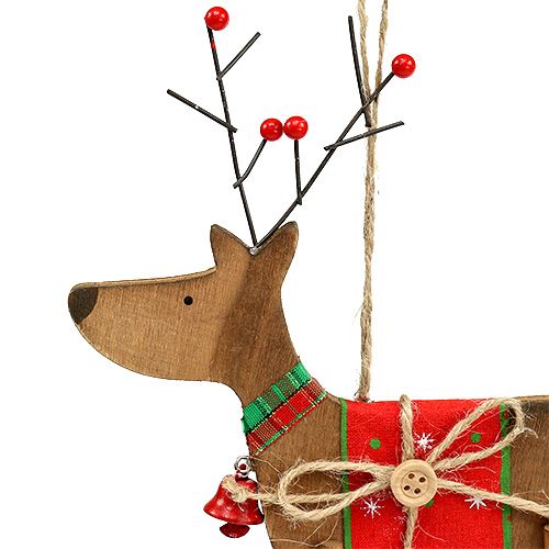 Floristik24 Decoración del árbol de navidad ciervo de madera 14cm H22cm 3pcs