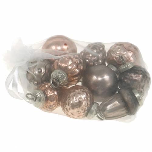 Floristik24 Mini-decoración navideña mix 4,5 cm cobre surtido cristal real 10 piezas