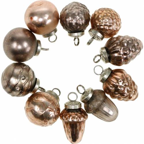 Floristik24 Mini-decoración navideña mix 4,5 cm cobre surtido cristal real 10 piezas