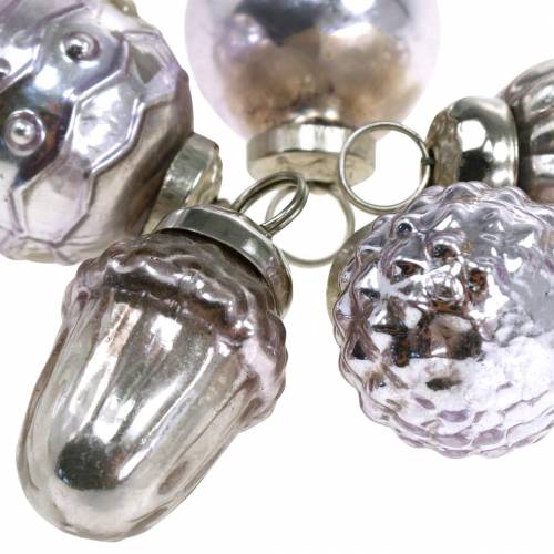 Floristik24 Mini adornos para árboles de Navidad mezcla 4.5cm plata, rosa surtido 10 piezas
