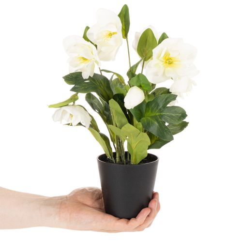 Rosa artificial de Navidad, planta en maceta, decoración de mesa, 34 cm. | Floristik24.es