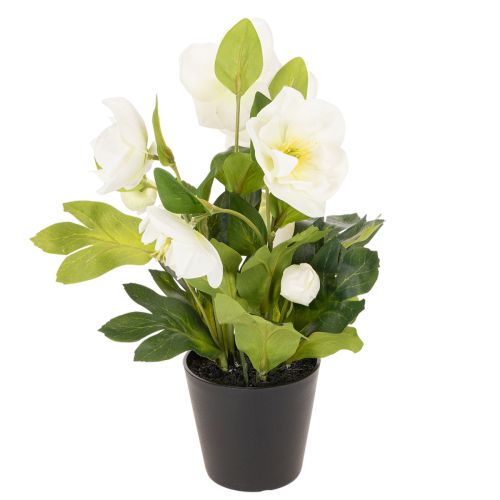 Rosa artificial de Navidad, planta en maceta, decoración de mesa, 34 cm. | Floristik24.es