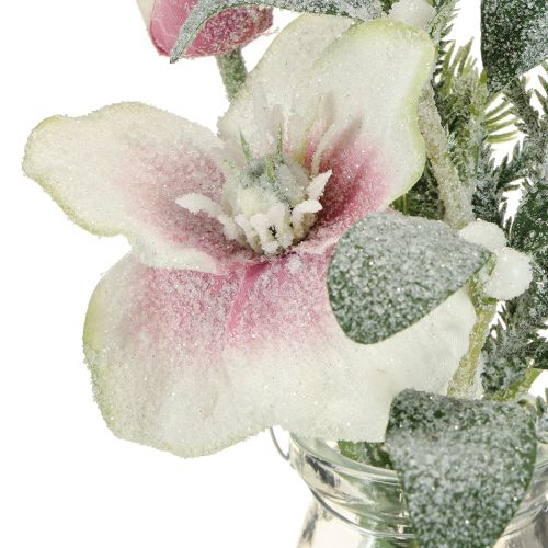 Artículo Rosa navideña artificial en cristal flores artificiales para colgar H22cm