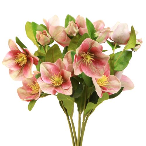 Artículo Elegante ramo de rosas navideñas rosa – 35 cm 6 uds.
