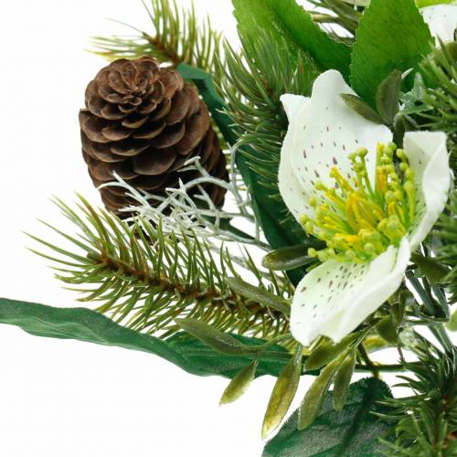Floristik24 Ramo de rosas navideñas artificiales con abeto y conos Al.26cm