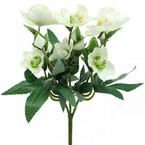 Floristik24 Rosas navideñas ramo decorativo blanco flores artificiales arreglo navideño 27cm