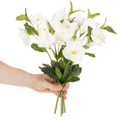 Rosa navideña artificial, ramo decorativo de flores blancas, 40 cm, 4 piezas. | Floristik24.es