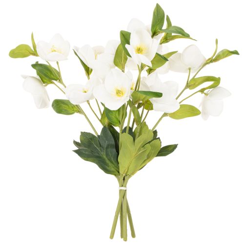 Rosa navideña artificial, ramo decorativo de flores blancas, 40 cm, 4 piezas. | Floristik24.es