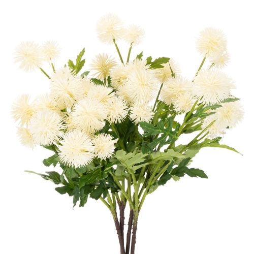 Flor de crisantemo artificial, ramo blanco crema, rama decorativa, grande 56 cm, 4 piezas