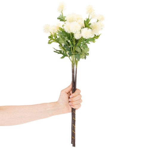 Flor de crisantemo artificial, ramo blanco crema, rama decorativa, grande 56 cm, 4 piezas | Floristik24.es