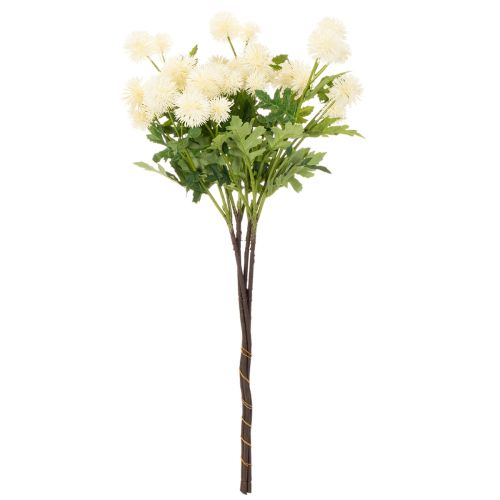 Flor de crisantemo artificial, ramo blanco crema, rama decorativa, grande 56 cm, 4 piezas | Floristik24.es