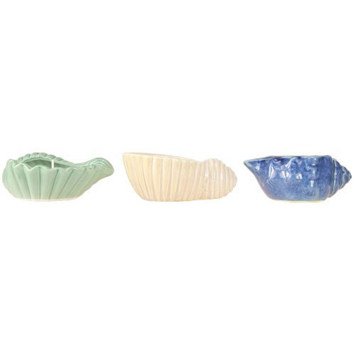 Artículo Vela de citronela con forma de concha de cerámica para exterior, 14 cm, 3 unidades