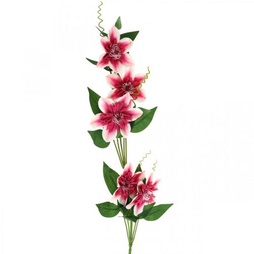 Floristik24 Rama de clemátide con 5 flores, flor artificial, rama decorativa rosa, blanco L84cm