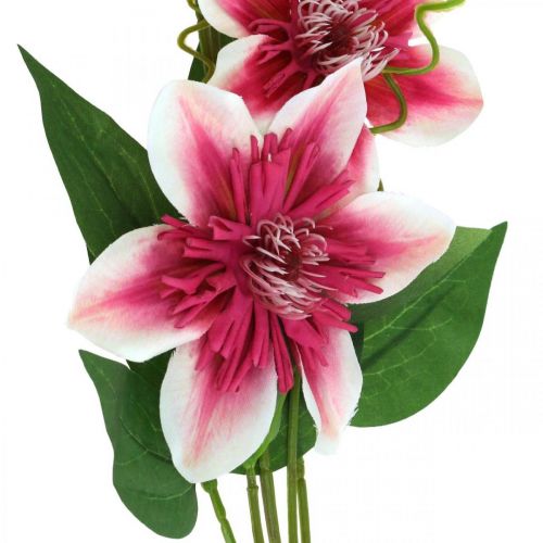 Artículo Rama de clemátide con 5 flores, flor artificial, rama decorativa rosa, blanco L84cm