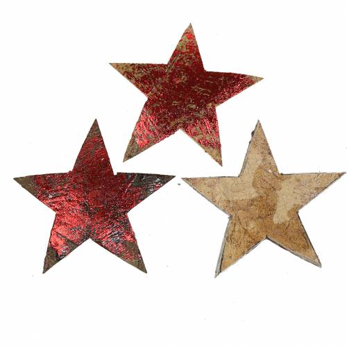 Floristik24 Coconut star rojo 5cm 50pcs decoración navideña estrellas decorativas