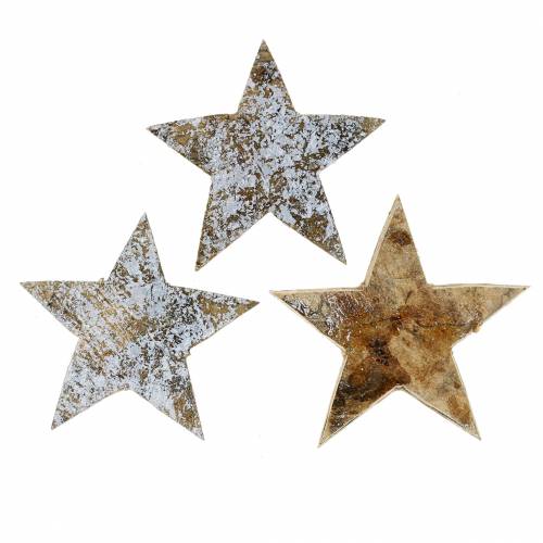 Floristik24 Estrella de coco blanco gris 5cm 50pcs Adviento estrellas dispersión decoración