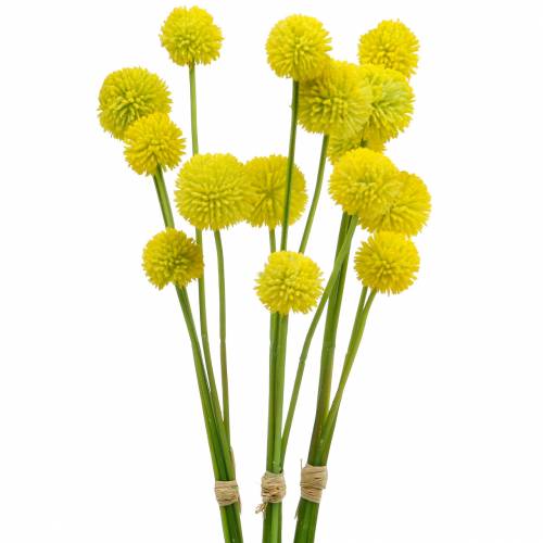 Floristik24 Baquetas Craspedia Flor de jardín artificial amarilla Flores de seda 15 piezas