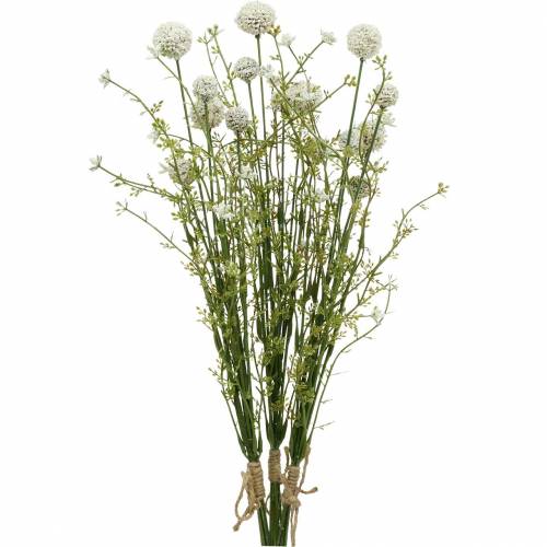 Floristik24 Muslo artificial blanco craspedia bundle secado ramo 3 piezas