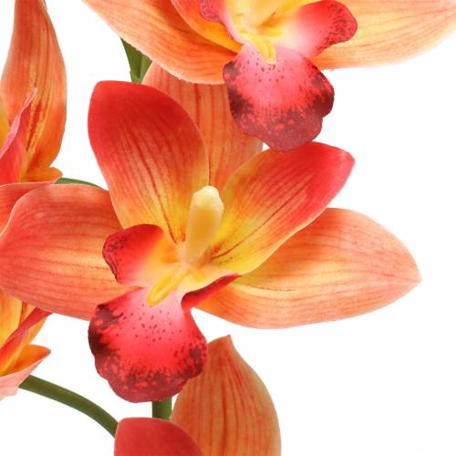 Floristik24 Orquídea flor artificial Cymbidium Naranja 74cm