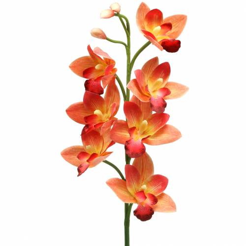 Floristik24 Orquídea flor artificial Cymbidium Naranja 74cm
