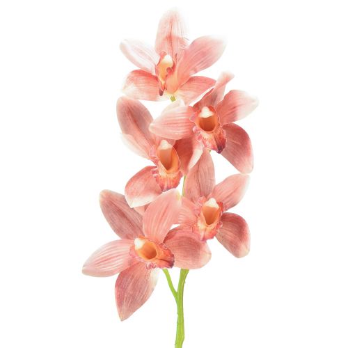 Floristik24 Orquídea Cymbidium artificial 5 flores melocotón 65cm