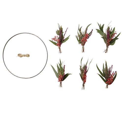 Artículo Anillo de caja DIY con decoración de flores secas lazo lavanda Ø30cm