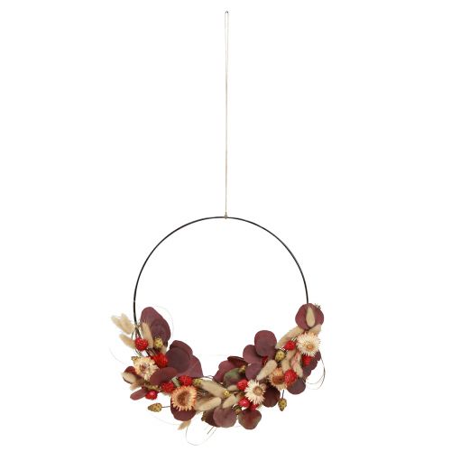 Artículo Anillo de caja DIY con lazo de flores secas flores de paja Ø30cm